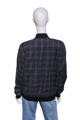 YSL CASSANDRE CHECKERED BOMBER JACKET BLEU/MARINE