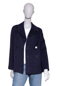 DIOR PEACOAT DOUBLE-SIDED WOOL OBLIQUE NAVY
