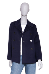 DIOR PEACOAT DOUBLE-SIDED WOOL OBLIQUE NAVY