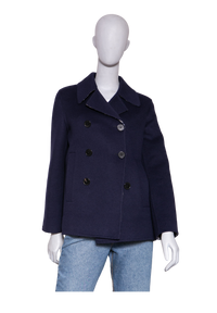 DIOR PEACOAT DOUBLE-SIDED WOOL OBLIQUE NAVY