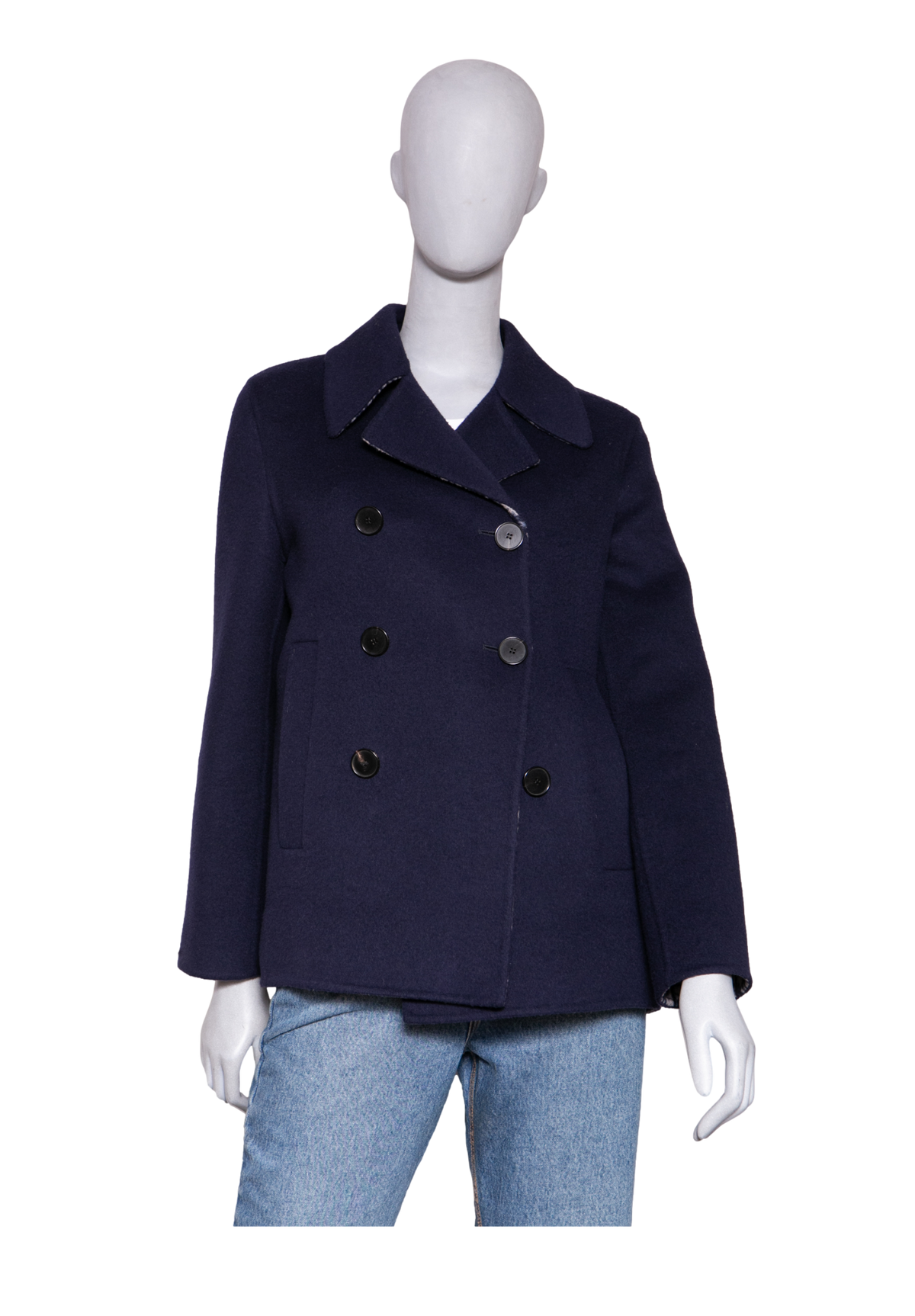 DIOR PEACOAT DOUBLE-SIDED WOOL OBLIQUE NAVY