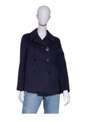 DIOR PEACOAT DOUBLE-SIDED WOOL OBLIQUE NAVY