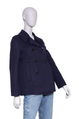 DIOR PEACOAT DOUBLE-SIDED WOOL OBLIQUE NAVY