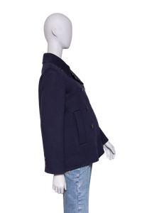 DIOR PEACOAT DOUBLE-SIDED WOOL OBLIQUE NAVY