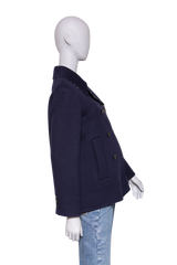 DIOR PEACOAT DOUBLE-SIDED WOOL OBLIQUE NAVY