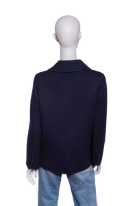 DIOR PEACOAT DOUBLE-SIDED WOOL OBLIQUE NAVY