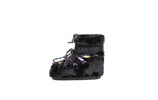 DESAPEGO BRUNA CARDOSO MOON BOOT ICON LOW FAUX FUR BEADS SHORT BOOTS BLACK -  34/35 BR