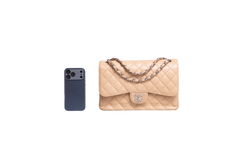 CHANEL CLASSIC DOUBLE FLAP JUMBO CAVIAR BEIGE - SILVER HDWR