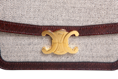CELINE TRIOMPHE MEDIUM CANVAS WITH SNAKESKIN BROWN