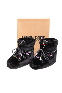 DESAPEGO BRUNA CARDOSO MOON BOOT ICON LOW FAUX FUR BEADS SHORT BOOTS BLACK -  34/36 BR