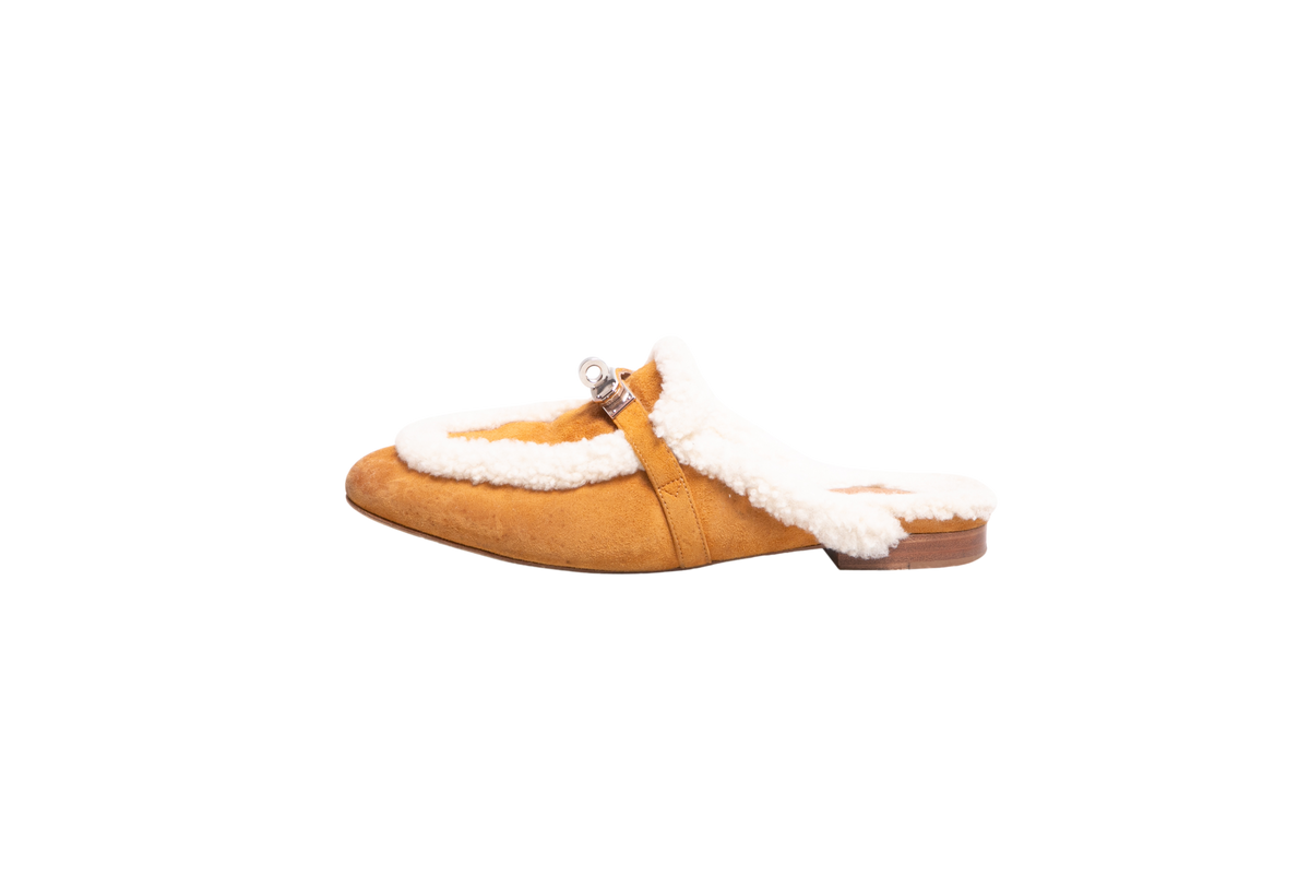 HERMÈS MULES OZ SUEDE MIEL/ÉCRU - 35 BR