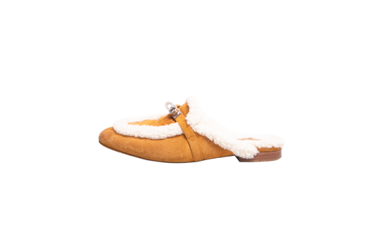 HERMÈS MULES OZ SUEDE MIEL/ÉCRU - 35 BR