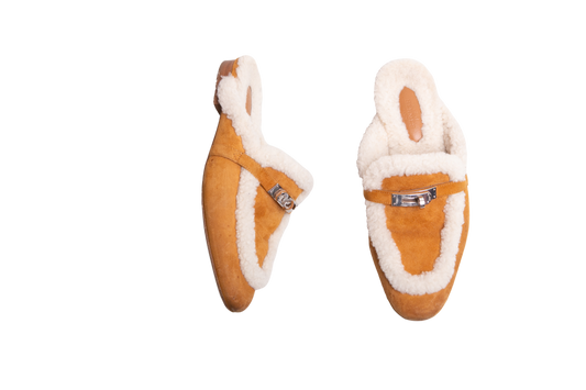 HERMÈS MULES OZ SUEDE MIEL/ÉCRU - 35 BR