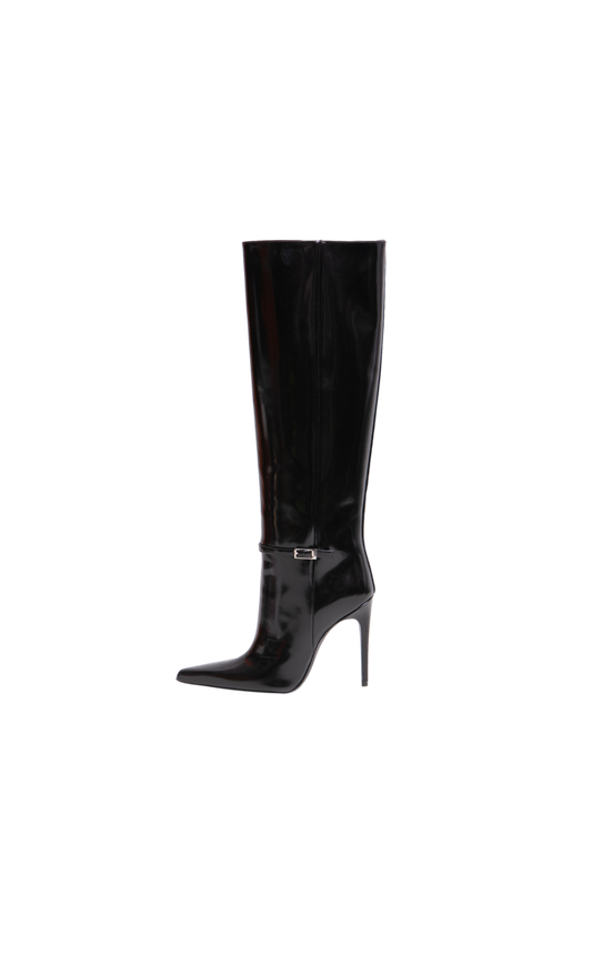 YSL BOOTS VENDOME KNEE-HIGH PATENT BLACK - 37 BR