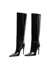 YSL BOOTS VENDOME KNEE-HIGH PATENT BLACK - 37 BR