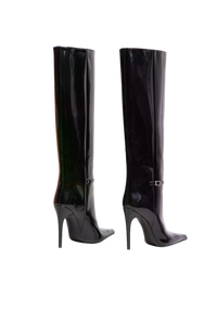 YSL BOOTS VENDOME KNEE-HIGH PATENT BLACK - 37 BR