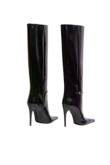 YSL BOOTS VENDOME KNEE-HIGH PATENT BLACK - 37 BR
