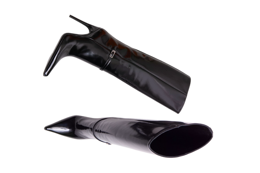 YSL BOOTS VENDOME KNEE-HIGH PATENT BLACK - 37 BR