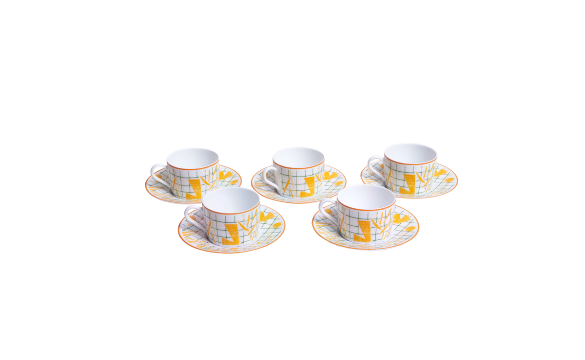 CONJUNTO DE 5 TEA CUP AND SAUCER - HERMÈS A WALK IN THE GARDEN
