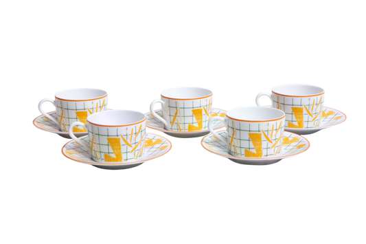CONJUNTO DE 5 TEA CUP AND SAUCER - HERMÈS A WALK IN THE GARDEN