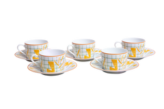 CONJUNTO DE 5 TEA CUP AND SAUCER - HERMÈS A WALK IN THE GARDEN