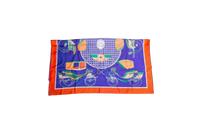 HERMÈS CARRÉ 90 LES VOITURES NOUVELLES SILF SCARF PURPLE/ORANGE/GREEN