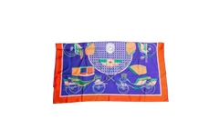 HERMÈS CARRÉ 90 LES VOITURES NOUVELLES SILF SCARF PURPLE/ORANGE/GREEN