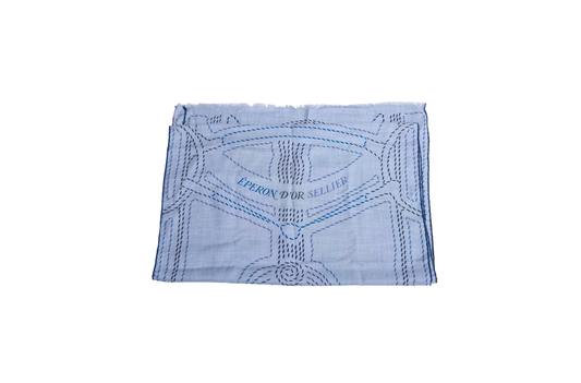 HERMÈS EPERON ENCHARPE D'OR PIQUE SELLIER RECTANGLE BLEU CHINÉ/BLEU MARINE/BLEU MOYEN