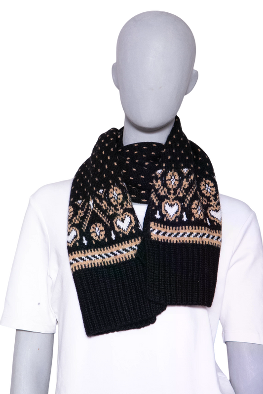KHAITE SCARF LUCRENE BLACK & BEGE