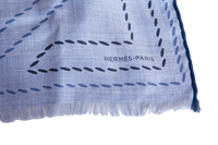 HERMÈS EPERON ENCHARPE D'OR PIQUE SELLIER RECTANGLE BLEU CHINÉ/BLEU MARINE/BLEU MOYEN