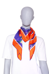 HERMÈS CARRÉ 90 LES VOITURES NOUVELLES SILF SCARF PURPLE/ORANGE/GREEN