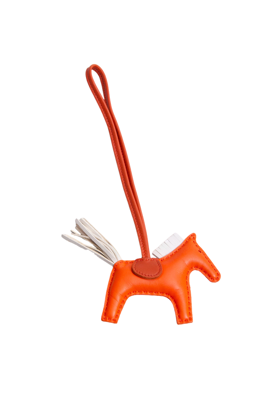 HERMÈS RODEO PM MILO LAMBSKIN ORANGE POPPY/CRAIE/TERRE BATTUE