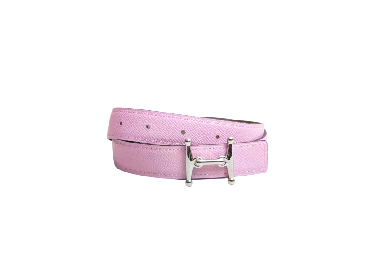 HERMÈS BELT H REVERSIBLE EPSOM SWIFT MAUVE SYLVESTRE / ÉTOUPE - PLD HDWR