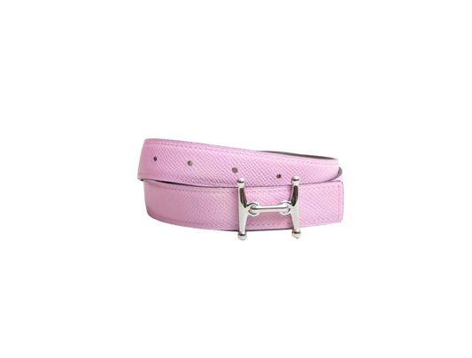 HERMÈS BELT H REVERSIBLE EPSOM SWIFT MAUVE SYLVESTRE / ÉTOUPE - PLD HDWR