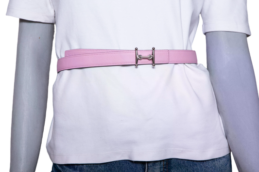 HERMÈS BELT H REVERSIBLE EPSOM SWIFT MAUVE SYLVESTRE / ÉTOUPE - PLD HDWR