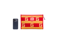 GUCCI POCHETTE PALM DESERT EL PASEO CROCHET RED/YELLOW