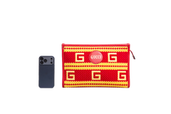 GUCCI POCHETTE PALM DESERT EL PASEO CROCHET RED/YELLOW