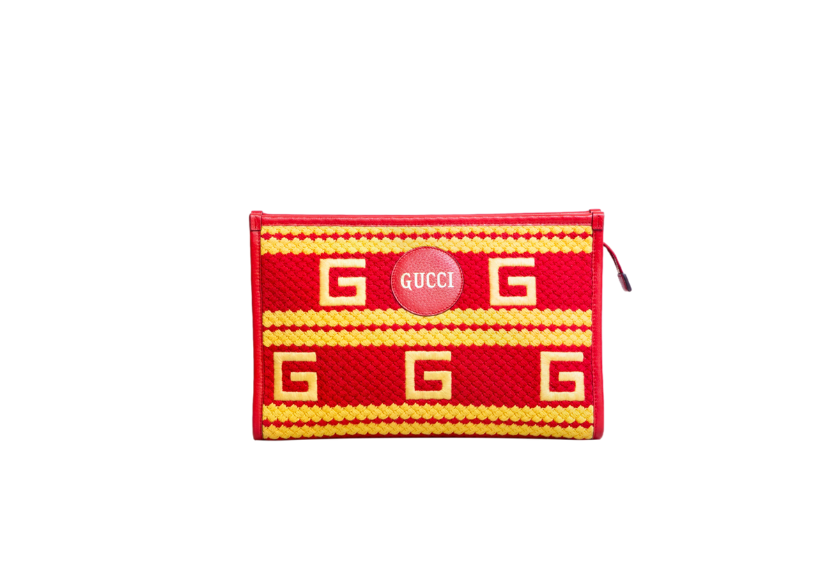 GUCCI POCHETTE PALM DESERT EL PASEO CROCHET RED/YELLOW
