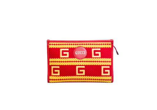 GUCCI POCHETTE PALM DESERT EL PASEO CROCHET RED/YELLOW