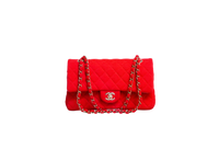 CHANEL CLASSIC FLAP BAG MEDIUM QUILTED COTTON FABRIC RED