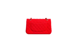 CHANEL CLASSIC FLAP BAG MEDIUM QUILTED COTTON FABRIC RED