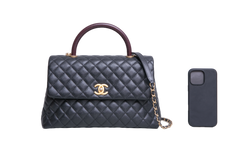 CHANEL COCO MEDIUM CAVIAR TOP HANDLE LIZARD BLACK 2019