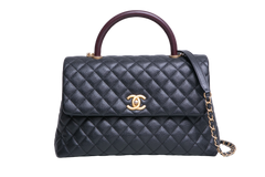 CHANEL COCO MEDIUM CAVIAR TOP HANDLE LIZARD BLACK 2019