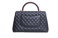 CHANEL COCO MEDIUM CAVIAR TOP HANDLE LIZARD BLACK 2019