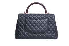 CHANEL COCO MEDIUM CAVIAR TOP HANDLE LIZARD BLACK 2019