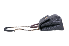 CHANEL COCO MEDIUM CAVIAR TOP HANDLE LIZARD BLACK 2019