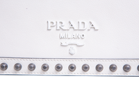 PRADA STUDDED GLACE CALFSKIN WHITE