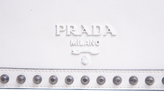 PRADA STUDDED GLACE CALFSKIN WHITE