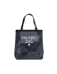 PRADA TOTE LOGO SEQUIN-EMBELLISHED BLACK