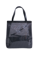 PRADA TOTE LOGO SEQUIN-EMBELLISHED BLACK